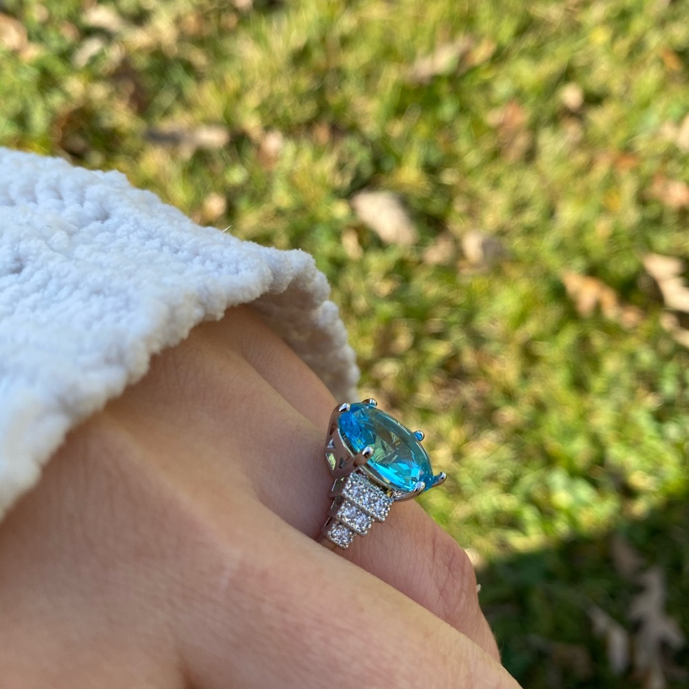 NEW 925 Sterling Silver Blue Stone Ring - Picture 2 of 13